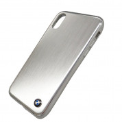 BMW Brushed Aluminium Soft Case - дизайнерски алуминиев кейс с TPU рамка за iPhone XS, iPhone X (сребрист) 1