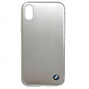BMW Brushed Aluminium Soft Case - дизайнерски алуминиев кейс с TPU рамка за iPhone XS, iPhone X (сребрист)