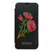 Guess Flower Desire Book Case - дизайнерски кожен калъф, тип портфейл за iPhone XS, iPhone X (черен) 1
