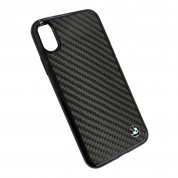 BMW Signature Real Carbon Fiber Hard Case - дизайнерски карбонов кейс за iPhone XS, iPhone X (черен)