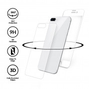 Eiger 3D 360 Screen Protector Back and Front Glass - калени стъклени защитни покрития за дисплея и задната част на iPhone 8 Plus, iPhone 7 Plus (бял-прозрачен) 2