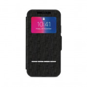 Moshi SenseCover Case - полиуретанов калъф, тип портфейл за iPhone X (черен)