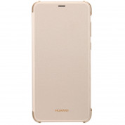 Huawei Flip Cover - оригинален кожен калъф за Huawei P Smart (златист)