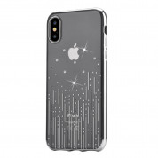 Devia Crystal Meteor Case - силиконов (TPU) калъф за iPhone X (с кристали Сваровски) (сребрист)