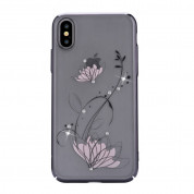 Devia Crystal Lotus Case - поликрабонатов кейс за iPhone XS, iPhone X (с кристали Сваровски) (черен) 1