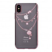 Devia Crystal Shell Case - поликрабонатов кейс за iPhone XS, iPhone X (с кристали Сваровски) (розово злато)