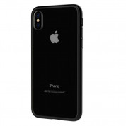 Comma Fancy Mirror Case - силиконов (TPU) калъф със стъклен гръб за iPhone X (прозрачен-черен)