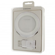 Samsung Inductive Wireless Fast Charge Stand NG930TW - поставка (пад) за безжично захранване с 2.1А захранване и MicroUSb кабел за QI съвместими устройства (бял)