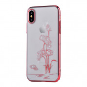 Comma Crystal Starlight Case - поликарбонатов кейс за iPhone XS, iPhone X (с кристали Сваровски) (червен)