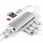 Satechi USB-C Aluminum Multiport 4K Adapter v2 - мултифункционален хъб за свързване на допълнителна периферия за компютри с USB-C (сребрист) 2