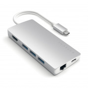 Satechi USB-C Aluminum Multiport 4K Adapter v2 - мултифункционален хъб за свързване на допълнителна периферия за компютри с USB-C (сребрист)