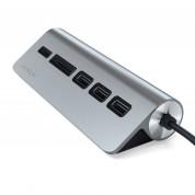 Satechi Aluminum USB-C 3.0 Hub & Card Reader - алуминиев 3-портов USB 3.0 хъб с четец за карти за компютри и лаптопи (тъмносив) 2