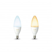 Philips Hue White Ambiance 6W E14 - комплект 2 броя E14 лампа с бяла светлина за безжично управляемо осветление за iOS и Android устройства