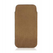 CASEual Leather Pouch - кожен калъф (естествена кожа, ръчна изработка) за iPhone SE (2022), iPhone SE (2020), iPhone 8, iPhone 7, iPhone 6, iPhone 6S (светлокафяв)