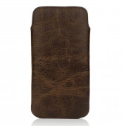 CASEual Leather Pouch - кожен калъф (естествена кожа, ръчна изработка) за iPhone SE (2020), iPhone 8, iPhone 7, iPhone 6, iPhone 6S (тъмнокафяв)