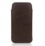 CASEual Leather Pouch - кожен калъф (естествена кожа, ръчна изработка) за iPhone SE (2022), iPhone SE (2020), iPhone 8, iPhone 7, iPhone 6, iPhone 6S (кафяв)