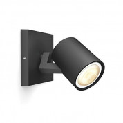 Philips Runner Hue Single Spot And Dimmer Switch - комплект стенна лампа с бяла светлина и ключ за димиране за безжично управляемо осветление за iOS и Android устройства (черен)
