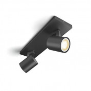 Philips Runner Hue Double Spot And Dimmer Switch - комплект двойна стенна лампа с бяла светлина и ключ за димиране за безжично управляемо осветление за iOS и Android устройства (черен) 1