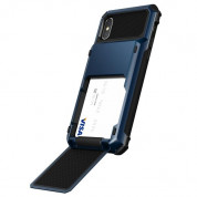 Verus Damda Folder Case - висок клас хибриден удароустойчив кейс с място за кр. карти за iPhone XS, iPhone X (тъмносин) 3