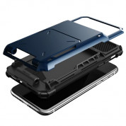 Verus Damda Folder Case - висок клас хибриден удароустойчив кейс с място за кр. карти за iPhone XS, iPhone X (тъмносин) 2