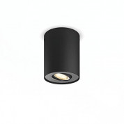 Philips Pillar Hue Single Spot And Dimmer Switch - комплект таванна лампа с бяла светлина и ключ за димиране за безжично управляемо осветление за iOS и Android устройства (черен)