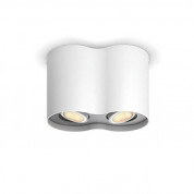 Philips Pillar Hue Double Spotlight And Dimmer Switch - комплект двойна таванна лампа с бяла светлина и ключ за димиране за безжично управляемо осветление за iOS и Android устройства (бял)