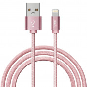 Verus Sync and Charge Lightning - плетен Lightning кабел за iPhone, iPad, iPod (розово злато)