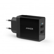 Anker PowePort 2 24W USB Charger с PowerIQ и VoltageBoost - захранване с два USB изхода и технология за бързо зареждане (черен)