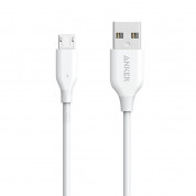 Anker Powerline Micro USB Cable 0.90m - бърз и издръжлив кабел за зареждане на устройства Micro USB (0.9 м) (бял)