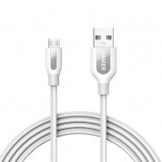 Anker Powerline+ Nylon Micro USB cable 180 cm - качествен плетен кабел за зареждане на устройства с microUSB порт (180 см) (бял)