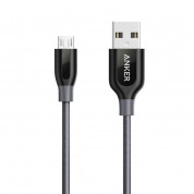 Anker Powerline+ Nylon Micro USB cable 90 cm - качествен плетен кабел за зареждане на устройства с microUSB порт (90 см) (черен)
