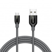 Anker Powerline+ Nylon Micro USB cable 180 cm - качествен плетен кабел за зареждане на устройства с microUSB порт (180 см) (черен)
