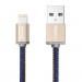 PlusUs LifeStar Handcrafted Lightning Cable - ръчно изработен сертифициран Lightning кабел за iPhone, iPad и iPod (25см.) (син-златист) 1
