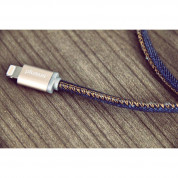 PlusUs LifeStar Handcrafted Lightning Cable - ръчно изработен сертифициран Lightning кабел за iPhone, iPad и iPod (25см.) (син-златист) 2