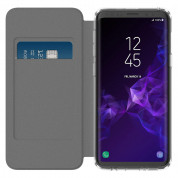 Incipio NGP Folio Case - удароустойчив хоризонтален кожен калъф, тип портфейл за Samsung Galaxy S9 (сив-прозрачен)