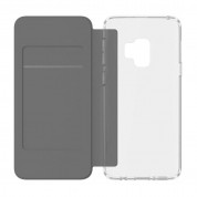 Incipio NGP Folio Case - удароустойчив хоризонтален кожен калъф, тип портфейл за Samsung Galaxy S9 (сив-прозрачен) 5