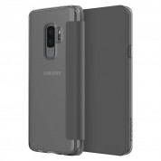 Incipio NGP Folio Case - удароустойчив хоризонтален кожен калъф, тип портфейл за Samsung Galaxy S9 Plus (сив-прозрачен)