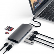 Satechi USB-C Aluminum Multiport 4K Adapter v2 - мултифункционален хъб за свързване на допълнителна периферия за компютри с USB-C (тъмносив) 2