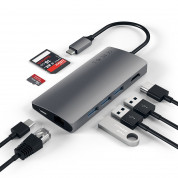 Satechi USB-C Aluminum Multiport 4K Adapter v2 - мултифункционален хъб за свързване на допълнителна периферия за компютри с USB-C (тъмносив) 3