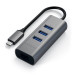 Satechi USB-C 2-in-1 Ethernet & USB Hub - 3-портов USB хъб и Gigabit Ethernet порт за MacBook и устройства с USB-C (тъмносив) 3