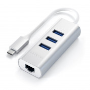 Satechi USB-C 2-in-1 Ethernet & USB Hub - 3-портов USB хъб и Gigabit Ethernet порт за MacBook и устройства с USB-C (сребрист) 2