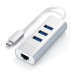 Satechi USB-C 2-in-1 Ethernet & USB Hub - 3-портов USB хъб и Gigabit Ethernet порт за MacBook и устройства с USB-C (сребрист) 3