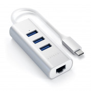 Satechi USB-C 2-in-1 Ethernet & USB Hub - 3-портов USB хъб и Gigabit Ethernet порт за MacBook и устройства с USB-C (сребрист) 1
