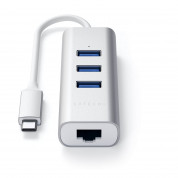 Satechi USB-C 2-in-1 Ethernet & USB Hub - 3-портов USB хъб и Gigabit Ethernet порт за MacBook и устройства с USB-C (сребрист) 4