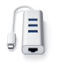 Satechi USB-C 2-in-1 Ethernet & USB Hub - 3-портов USB хъб и Gigabit Ethernet порт за MacBook и устройства с USB-C (сребрист) 5