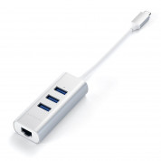 Satechi USB-C 2-in-1 Ethernet & USB Hub - 3-портов USB хъб и Gigabit Ethernet порт за MacBook и устройства с USB-C (сребрист)
