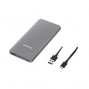 Samsung Universal Battery Pack EB-P3020CS 5000mAh - външна батерия с MicroUSB кабел и USB-C адаптер за мобилни устройства (тъмносив)  4