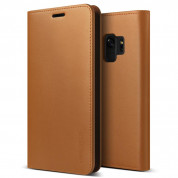 Verus Genuine Leather Diary Case - кожен калъф (естествена кожа), тип портфейл за Samsung Galaxy S9 (кафяв)