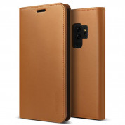 Verus Genuine Leather Diary Case - кожен калъф (естествена кожа), тип портфейл за Samsung Galaxy S9 Plus (кафяв)