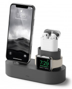 Elago Trio Charging Hub - силиконова поставка за зареждане на iPhone, Apple Watch и Apple AirPods (тъмносива)